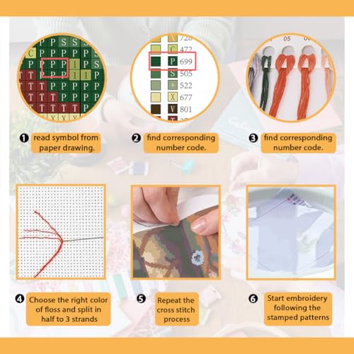 FREEBLOSS Cross Stitch Kit Highland Cattle Stamped Cross Stitch Kit Cross Stitch Wall Hanging for Adults with Instructions Pure Cotton Cloth Cross Stitch for Beginnrs 15.7 * 19.7'' No Frame