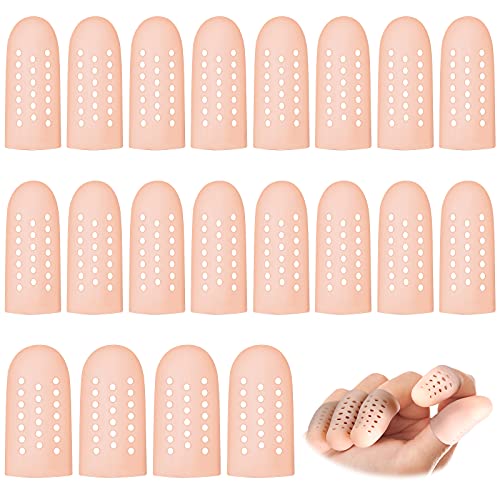 Nuanchu 20 Pcs Gel Finger Cots Finger Protectors Silicone Caps Breathable Gel Cots Holes Silicone Toe Sleeves for Eczema Wounds Cracking Blisters Broken Arthritis(Nude Color) - color: Nude Color