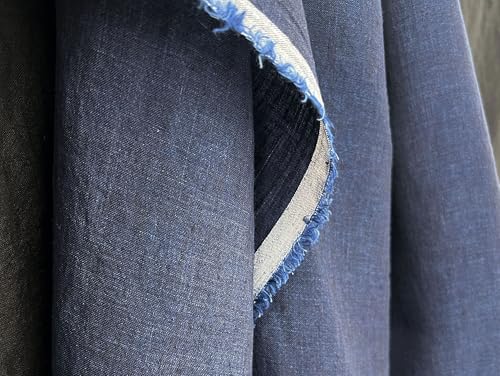The Linen Lab | 100% Pure Linen Fabric from High-Twisted Yarn – Lightweight, Pre-Washed and Crisp, Cool & Soft Touch – 52" Width – for Apparel & Sewing (Dark Navy 7282, 1 Yard pre Cut) - color: Dark Navy 7282, size: 1 yard pre cut