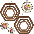 BrightRow 6 Pcs Large Embroidery Hoop Set Decorative Imitated Wood Display Frame Cross Stitch Hoop Ring for Art Craft DIY Sewing and Hanging Ornaments Decor(Hexagon,10.5+15.5+21 cm) - size: 10.5+15.5+21 cm, style: Hexagon