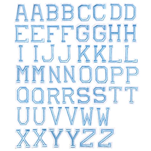 J.CARP 52Pcs Ocean Blue Alphabet A to Z Patches, Iron on Sew on Letters for Clothing, Hats, Shoes, Backpacks, Handbags, Jeans, Jackets etc. - color: 52pcs, Ocean Blue