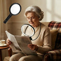 Hands Free Neck Wear Magnifying Glass with 30 LED Lights, Full Book Page 5X/10X Rechargeable Reading Magnifier Flexible Gooseneck Magnifiers for Seniors, Low Vision, Sewing, Crafts & Close Work