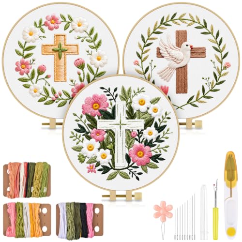 TINDTOP Embroidery Kit for Adult, Embroidery DIY Starter Kit - color: Cross