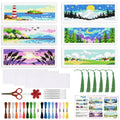 ACRNIGHEET 6PCS Cross Stitch Bookmark Kit for Beginner Stamped Cross Stitch Kits for Adults Horizontal DIY Tassel Embroidery Bookmark Kits Needlepoint Kit with Instructions Craft Gift 8.5''x3'' 11CT - style: Horizontal Scenery with Tassel