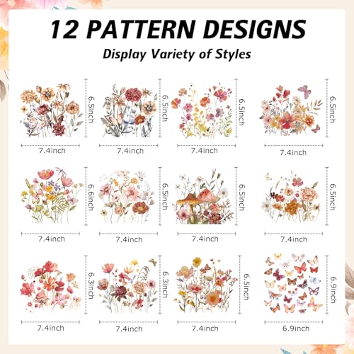 Rngmsi 12 Pcs Boho Flower DTF Transfers Ready to Press Iron on Patches - style: Boho Flower