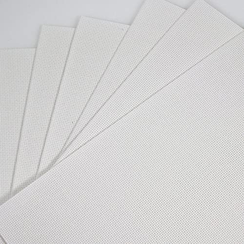 KCS 4/6 pc of 12" x 18" 30cmx45cm 16CT Counted Cotton Aida Cloth Cross Stitch Fabric (White, 6 pc) - color: White, size: 6 pc