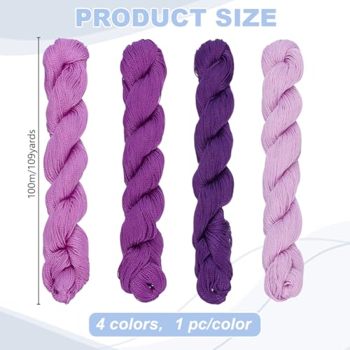 FREEBLOSS 4 Pcs Sashiko Thread Sashiko Skein 100M * 4 Colors Pure Cotton Embroidery Thread Japanese Sewing Threads Quilting and Embroidery Kit Supplies, Purple - color: Purple Theme
