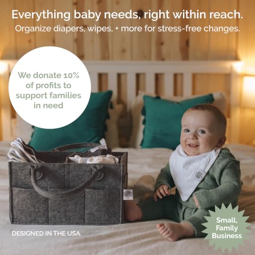 Parker Baby Co. Felt Diaper Caddy Organizer - Regular, Charcoal - color: Charcoal (Heathered Charcoal), size: Regular