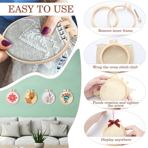 Beeveer 12sets/25pcs 3 Inch Embroidery Hoops with Bow, Christmas DIY Craft - color: Red, Black,White, size: 3 Inch