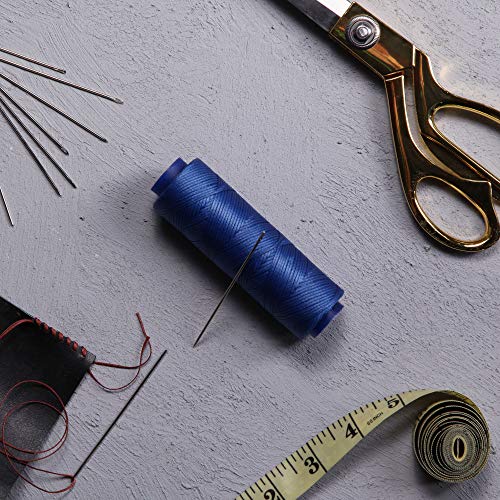 Waxed Thread, Strong Thread for Leather, Upholstery, Shoe, Bag, incl. Needle (Colour: Dark Blue) - color: Dark Blue