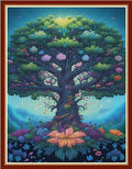 Redxing Stamped Cross Stitch Kits Embroidery kit for Beginners Adults Full Range of Embroidery Patterns Starter Kits DIY Printed Cross Stitch Kits Needlepoint Kits 11CT-Magic Tree 15.7x19.7 inch - color: Style 30