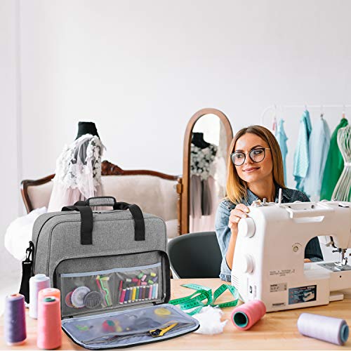 Yarwo Sewing Machine Carrying Case Fits Standard Sewing Machine, Gray
