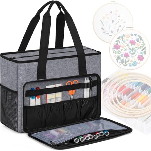 GMAK Embroidery Storage Bag, Embroidery Project Storage Carrying Tote Bag - color: Grey