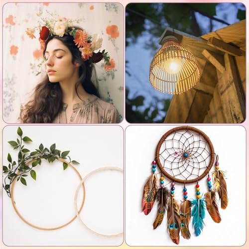 12 Pack Wooden Floral Hoops for Crafts, Wreath Rings in 6 Sizes (5, 6, 7, 8, 9, 10 Inch) - Macrame Rings for Wedding Wreath Decor and Wall Hanging