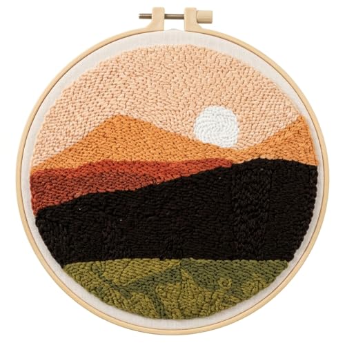Meoe&heome Punch Needle Kit for Beginners, DIY Embroidery Set with 20+ Patterns(Mountain Dusk) - color: Mountain Dusk
