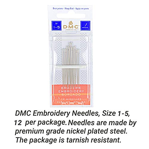 DMC Embroidery Floss Holiday Pack Bundle with Hand Needles Size 1-5.