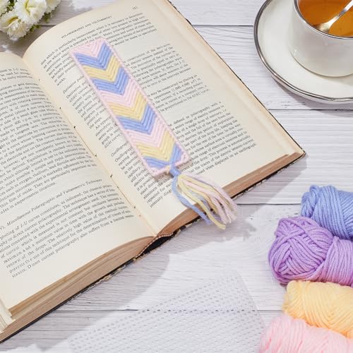 FREEBLOSS 8 Set DIY Plastic Canvas Bookmarks Cross Stitch Sheets for Crafts Bookmark Making Kit for Women Friends Gift