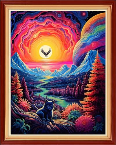 Foxhool Stamped Cross Stitch Kits,11CT Printed Cross Stitch Pattern Full Embroidery Kits for Beginner Needlepoint Kits-Night Eagle 16x20 inch - color: Craftpatterns21