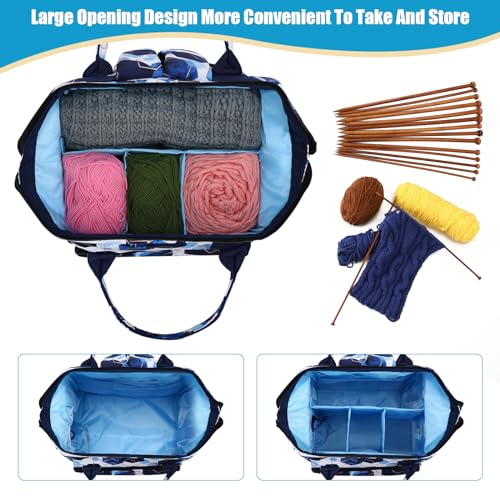 crochet bag,knitting bagBackpack and Tote Bag Storage Bag ，Large capacityYarn Storage Organizer Travel Crochet Bag Women Carrying Crochet Accessories Knitting Needles Crochet - color: BULE