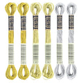 6 Skeins Embroidery Thread, 3 Colors Metallic Embroidery Floss Set, Polyester Cross-Stitch Threads for Hand Embroidery, String Art - color: mix color