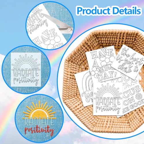 ORIGACH 4 Sheets 26 Pcs Water Soluble Embroidery Patterns Stabilizers - Pre-Printed Inspirational Quotes & Floral Designs - Stick & Stitch Embroidery Paper for Hand Sewing Lovers - color: Inspirational Quotes & Floral
