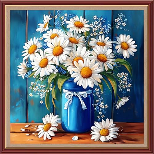 Funchey Counted Cross Stitch Kits for Adults Needlepoint Kits Unprinted Cross Stitching Embroidery Kit 11CT Cross Stitch Supplies&Beautiful Flower vase 18x18 inch - color: DIYCrafts11