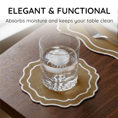 Linen Coasters for Drinks, Set of 6, 6 inch, Curry - color: 1276 - Curry, size: 6 inches