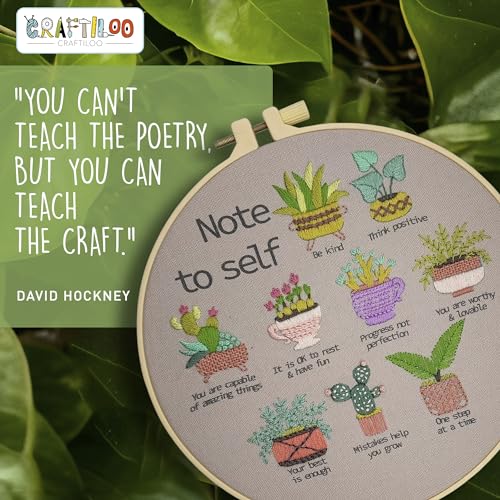 Cactus Embroidery Kits for Adults - Stamped Beginner Hand Embroidery - color: Note To Self
