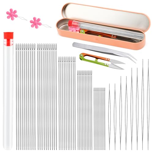 kdafio Big Eye Beading Needles Set, Long Straight Bead Needles - style: 58 Pcs