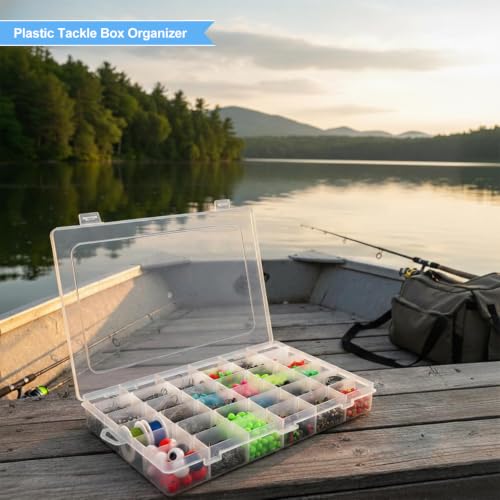 Guyuyii 4 Pack 36-Grid Plastic Clear Organizer Box with Adjustable Dividers - size: 4 Pack 36 Compartments