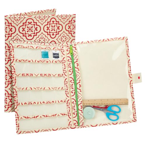 INFUNLY Versatile Needlework Portfolio Project Keeper 10"×13.5" Sewing Folder Needle and Thread Holder for Sewing Supplies Storage Portable Needlework Organiser for Home Traveler Adults Kids Beginner