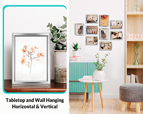 LaVie Home 5x7 Picture Frames (12 Pack, Silver) Simple Designed Photo Frames for Wall Mount Display, Set of 12 Classic Collection - color: Silver, size: 5x7