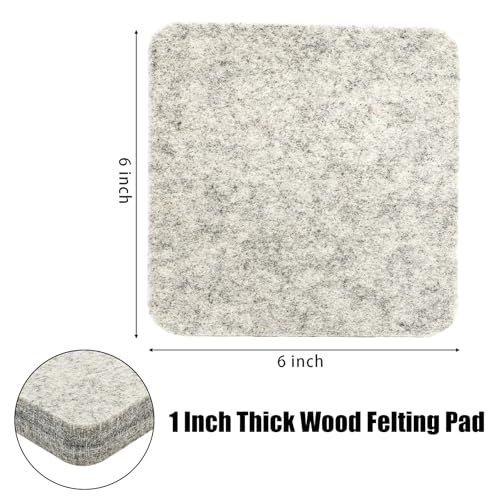 Nicunom 3 Pack Needle Felting Mat, Natural Wool Needle Felting Pad, 6x6x1 inch Felting Block for DIY Craft Felting Wool Projects, Thick and Firm