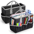 Kegeeei 2 Pack Art Organizer Craft Storage Tote Bag, Oxford Fabric Carrying Caddy with Multiple Pockets for Office, Studio, Travel & Home, Black