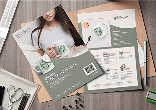 Wellington Waterslide Decal Paper for Inkjet Printers | 20 Clear A4 Sheets (8.25x11.7") | Quick Dry, Strong Adhesion, Easy Application | Premium Water Slide Transfer Paper 200gsm Thickness - color: Inkjet - Clear
