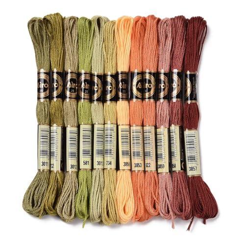 12 Skeins 12 Colors 6-Ply Polyester Embroidery Floss Cross Stitch Threads for Jewelry Making Bracelet Stitching Craft Supply 0.5mm,Mixed Color - color: 12 Skeins,mixed Color