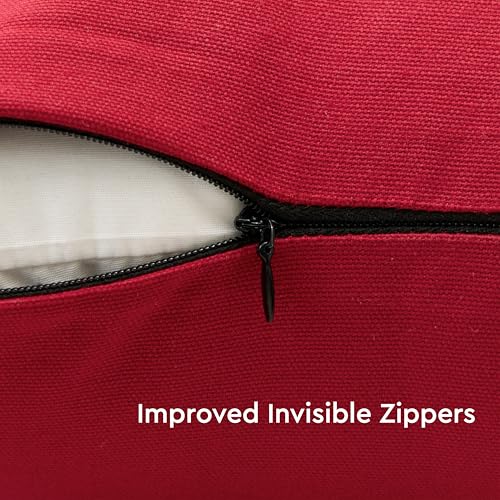 Encasa XO Throw Pillow Covers, Cotton, No Inserts 12"x12" - color: Deep Red, size: 12" x 12" (Pack of 2)