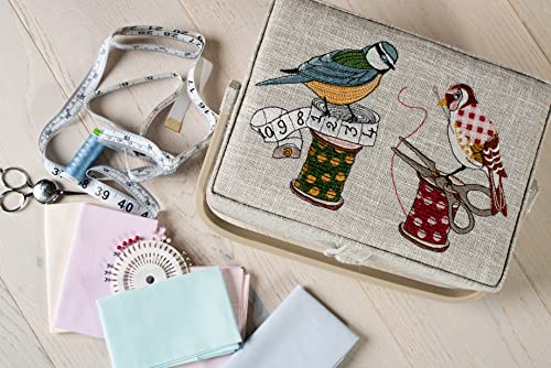 Hobby Gift Medium Sewing Box Organiser - color: Birds on Bobbin