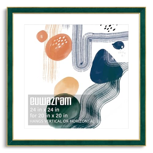 Suede 24x24 Frame - Single Frame, Elegant Green 24 x 24 Poster Frame with Mat for 20x20, 24x24 Picture Frames for Artwork, Puzzles, Photos, and Movie Posters - color: Green, size: 24" x 24" / 20" x 20" mat
