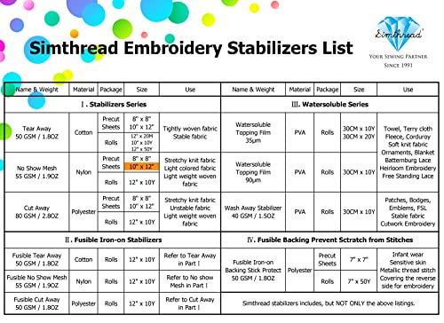 No Show Mesh Cut Away Embroidery Stabilizer - Weight 1.9OZ 10" x 12" 100pcs - size: 10" x 12" 100pcs