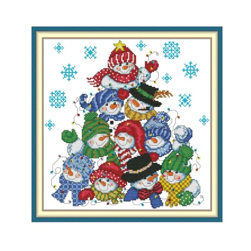 uatouanfy Cross Stitch kit for Beginner 11ct 16.9 * 16.9inch - color: Building a Snowman