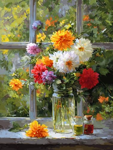 Moohue 14 ct Counted Cross Stitch Kits for Adults Flowers Cross Stitch Patterns Stamped Printed Cross Stitch Kits (Flowers 2) - color: Flowers 2