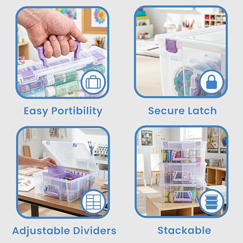 ArtBin Super Satchel Double Deep, 8-Compartment Craft Box, Purple