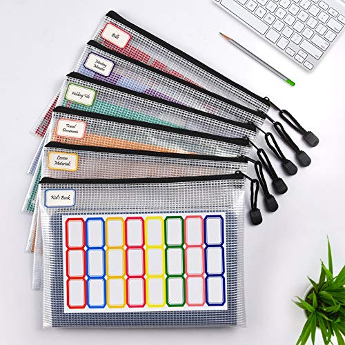 A5 Mesh Zipper Pouch Bag, 6PCS Waterproof Plastic Mesh Zipper Bag, Black - color: Black, size: A5 (9.4×7.1 inch)