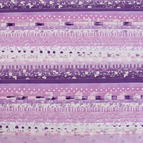 Threadart Purple Prints Jelly Roll - 40 Precut 2.5" Cotton Strips - color: Purple Prints
