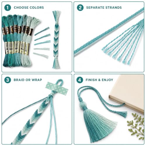 FASHEWELRY 70 Yards Handmade Polyester Embroidery Floss Crewel Cross Stitch Threads 0.5mm 6-Ply Embroidery Thread Bulk for Beginners Adult DIY Sewing Knitting Supplies (Light Sea Green) - color: Light Sea Green, size: 0.5mm