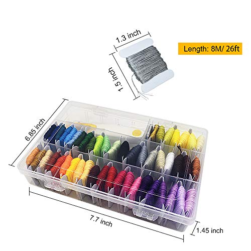 Embroidery Floss Cotton Threads Bracelet String with Organizer Storage Cross Stitch Tools Embroidery Kit for Beginners - Cross Stitch/Friendship Bracelets/Tassels/Crafts (50 Colors) - color: 50 Color