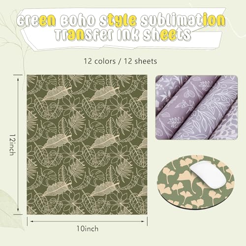 Green Boho Sublimation Transfer Ink Paper 12 Sheets 12 * 10in - color: Baseball-24