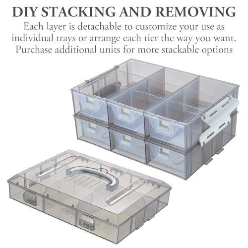 MyGift Smoke Gray Craft Storage Organizer Case, 24 Compartments & 6 Drawers - color: Grey
