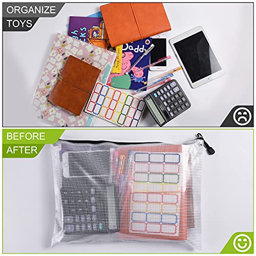 6PCS Mesh Zipper Pouch Bags: B4 Clear Zipper Pouches for Classroom, Black - color: Black, size: B4 (15.35×11.22 inch)